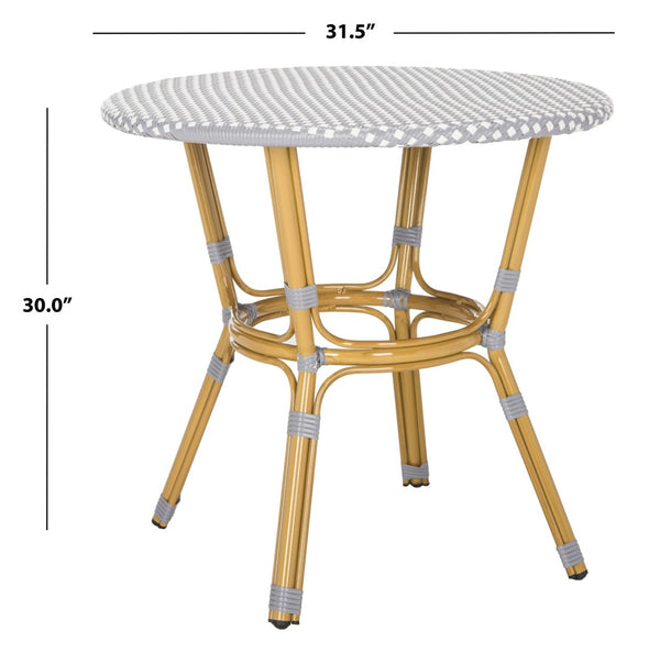 Safavieh SIDFORD Bistro Table - Elegant French Rattan Design for Indoor & Outdoor Spaces, Perfect for Dining Grey / White PAT4012B