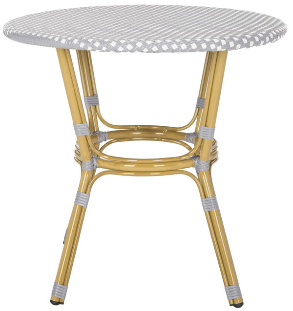 Safavieh SIDFORD Bistro Table - Elegant French Rattan Design for Indoor & Outdoor Spaces, Perfect for Dining Grey / White PAT4012B
