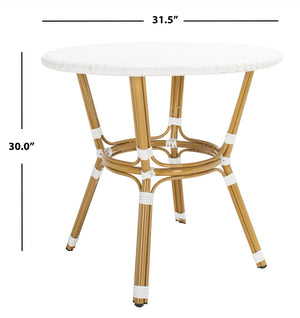 Safavieh SIDFORD Bistro Table - Elegant French Rattan Design for Indoor & Outdoor Spaces, Perfect for Dining White PAT4012C