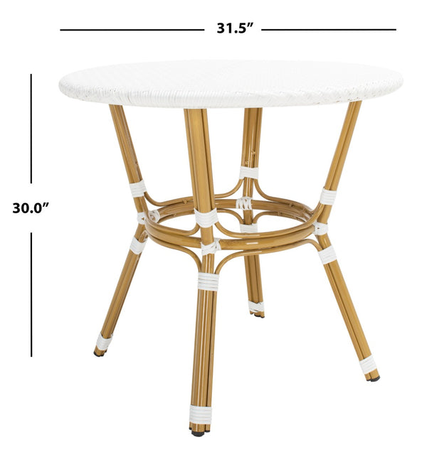 Safavieh SIDFORD Bistro Table - Elegant French Rattan Design for Indoor & Outdoor Spaces, Perfect for Dining White PAT4012C