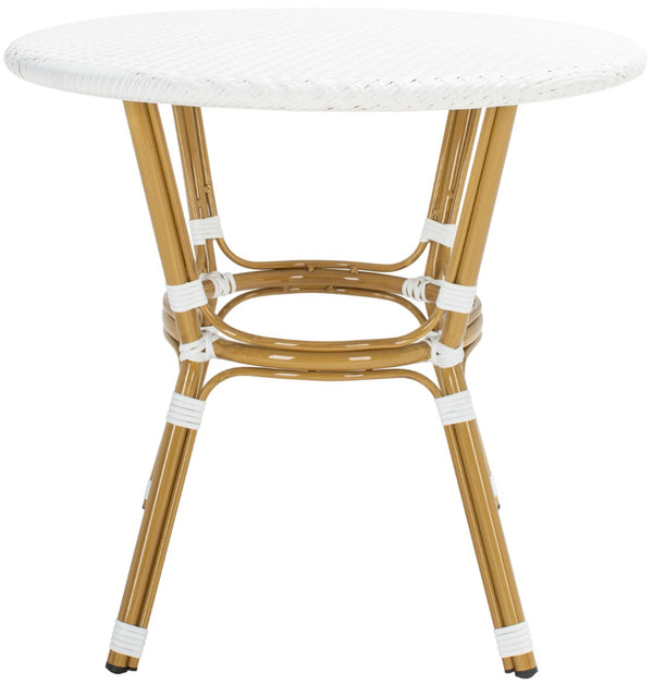 Safavieh SIDFORD Bistro Table - Elegant French Rattan Design for Indoor & Outdoor Spaces, Perfect for Dining White PAT4012C