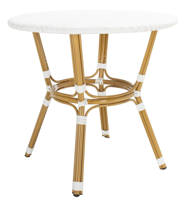 Safavieh SIDFORD Bistro Table - Elegant French Rattan Design for Indoor & Outdoor Spaces, Perfect for Dining White PAT4012C