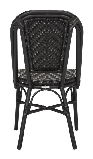Safavieh DARIA Side Chair - Elegant Black Bistro Design, Weather-Resistant Wicker, Perfect for Indoor & Outdoor Use PAT4013A-SET2