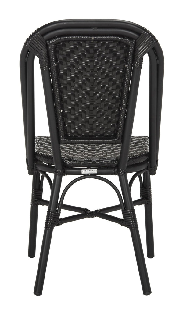 Safavieh DARIA Side Chair - Elegant Black Bistro Design, Weather-Resistant Wicker, Perfect for Indoor & Outdoor Use PAT4013A-SET2