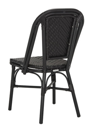 Safavieh DARIA Side Chair - Elegant Black Bistro Design, Weather-Resistant Wicker, Perfect for Indoor & Outdoor Use PAT4013A-SET2