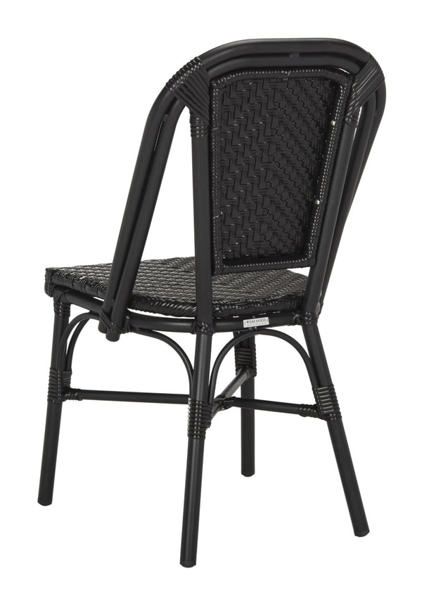 Safavieh DARIA Side Chair - Elegant Black Bistro Design, Weather-Resistant Wicker, Perfect for Indoor & Outdoor Use PAT4013A-SET2