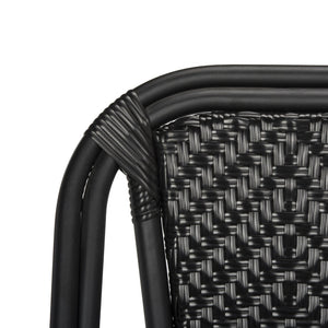 Safavieh DARIA Side Chair - Elegant Black Bistro Design, Weather-Resistant Wicker, Perfect for Indoor & Outdoor Use PAT4013A-SET2