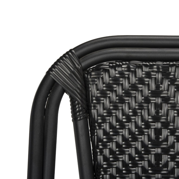Safavieh DARIA Side Chair - Elegant Black Bistro Design, Weather-Resistant Wicker, Perfect for Indoor & Outdoor Use PAT4013A-SET2