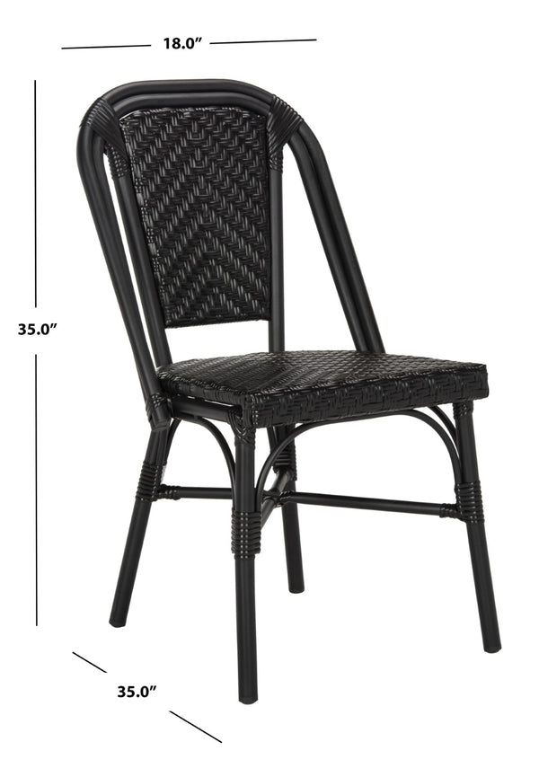 Safavieh DARIA Side Chair - Elegant Black Bistro Design, Weather-Resistant Wicker, Perfect for Indoor & Outdoor Use PAT4013A-SET2