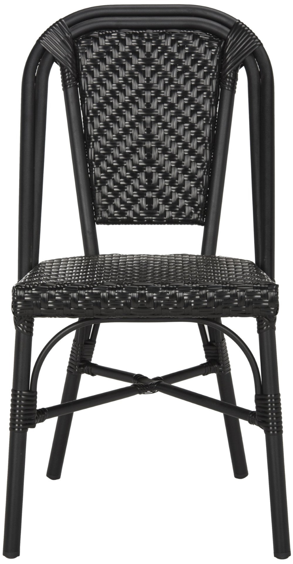 Safavieh DARIA Side Chair - Elegant Black Bistro Design, Weather-Resistant Wicker, Perfect for Indoor & Outdoor Use PAT4013A-SET2