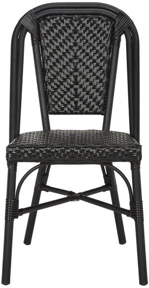 Safavieh DARIA Side Chair - Elegant Black Bistro Design, Weather-Resistant Wicker, Perfect for Indoor & Outdoor Use PAT4013A-SET2