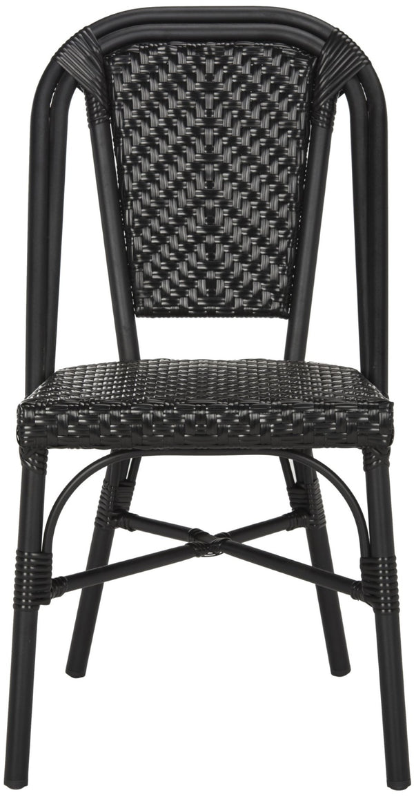 Safavieh DARIA Side Chair - Elegant Black Bistro Design, Weather-Resistant Wicker, Perfect for Indoor & Outdoor Use PAT4013A-SET2