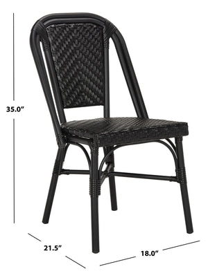 Safavieh DARIA Side Chair - Elegant Black Bistro Design, Weather-Resistant Wicker, Perfect for Indoor & Outdoor Use PAT4013A-SET2