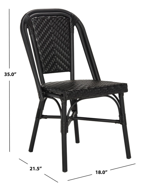 Safavieh DARIA Side Chair - Elegant Black Bistro Design, Weather-Resistant Wicker, Perfect for Indoor & Outdoor Use PAT4013A-SET2