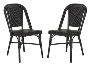Safavieh DARIA Side Chair - Elegant Black Bistro Design, Weather-Resistant Wicker, Perfect for Indoor & Outdoor Use PAT4013A-SET2