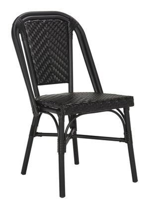 Safavieh DARIA Side Chair - Elegant Black Bistro Design, Weather-Resistant Wicker, Perfect for Indoor & Outdoor Use PAT4013A-SET2