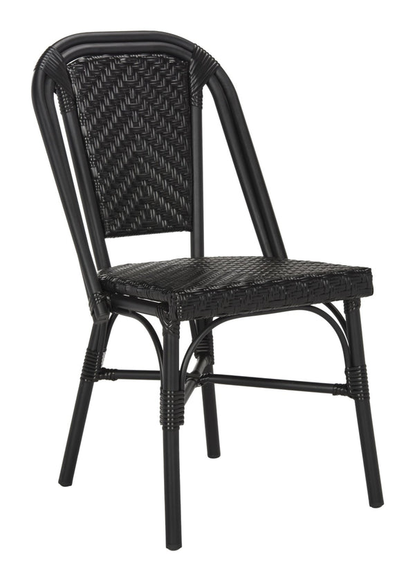 Safavieh DARIA Side Chair - Elegant Black Bistro Design, Weather-Resistant Wicker, Perfect for Indoor & Outdoor Use PAT4013A-SET2