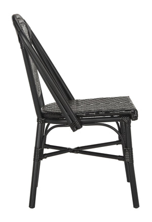 Safavieh DARIA Side Chair - Elegant Black Bistro Design, Weather-Resistant Wicker, Perfect for Indoor & Outdoor Use PAT4013A-SET2