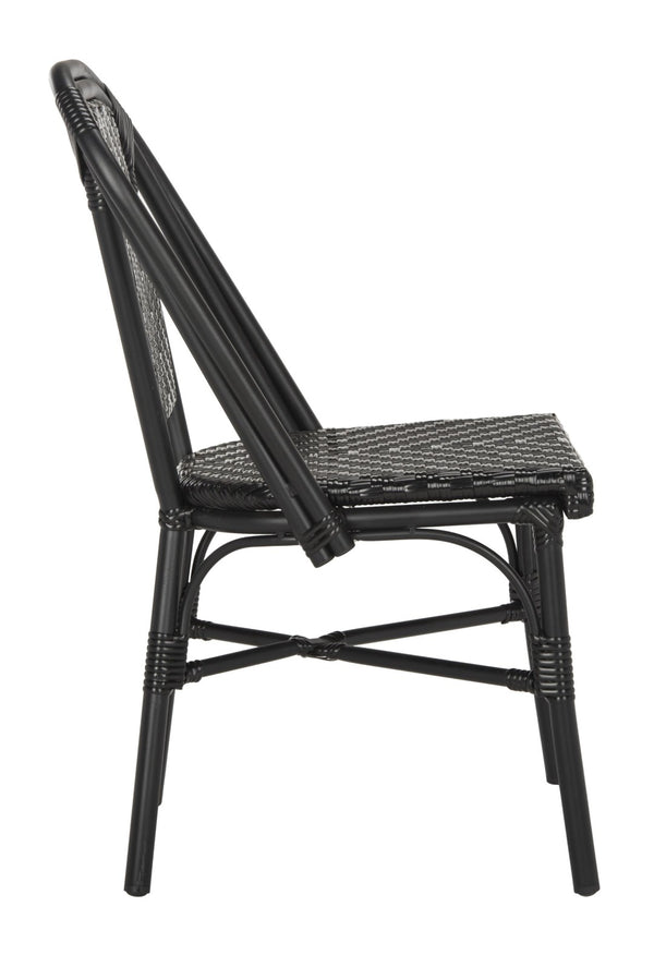 Safavieh DARIA Side Chair - Elegant Black Bistro Design, Weather-Resistant Wicker, Perfect for Indoor & Outdoor Use PAT4013A-SET2