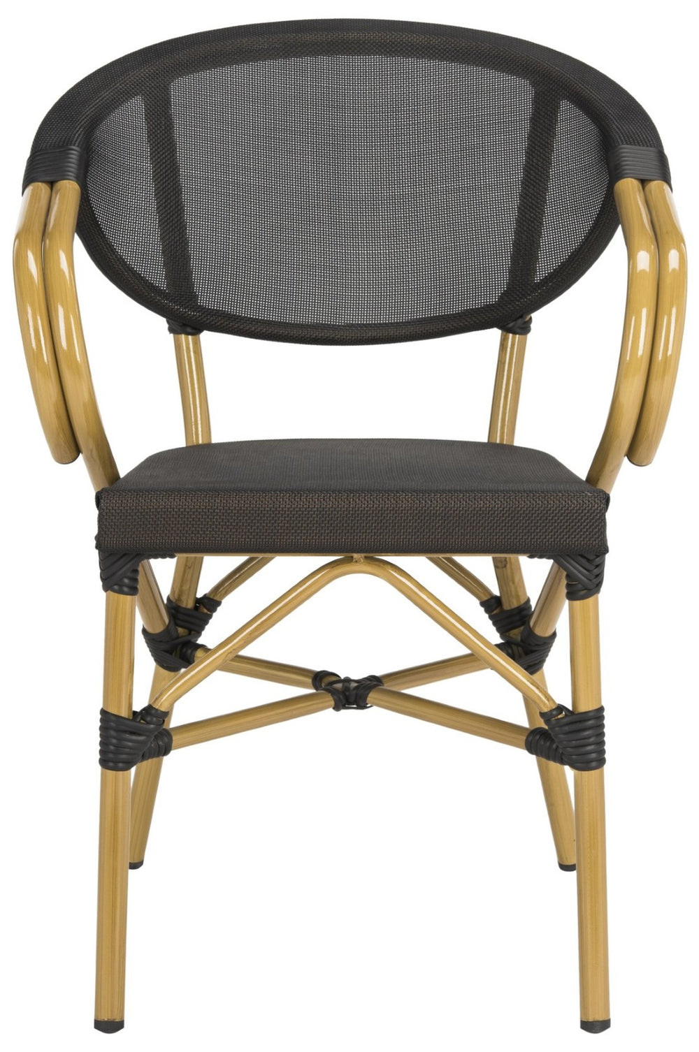 Safavieh BURKE Outdoor Arm Chair in Black - Elegant French Design, Weather-Resistant & Perfect for Patios PAT4015A-SET2