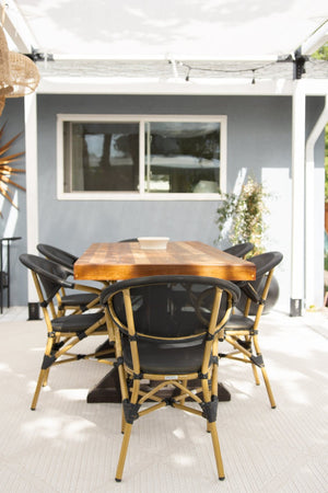 Safavieh BURKE Outdoor Arm Chair in Black - Elegant French Design, Weather-Resistant & Perfect for Patios PAT4015A-SET2