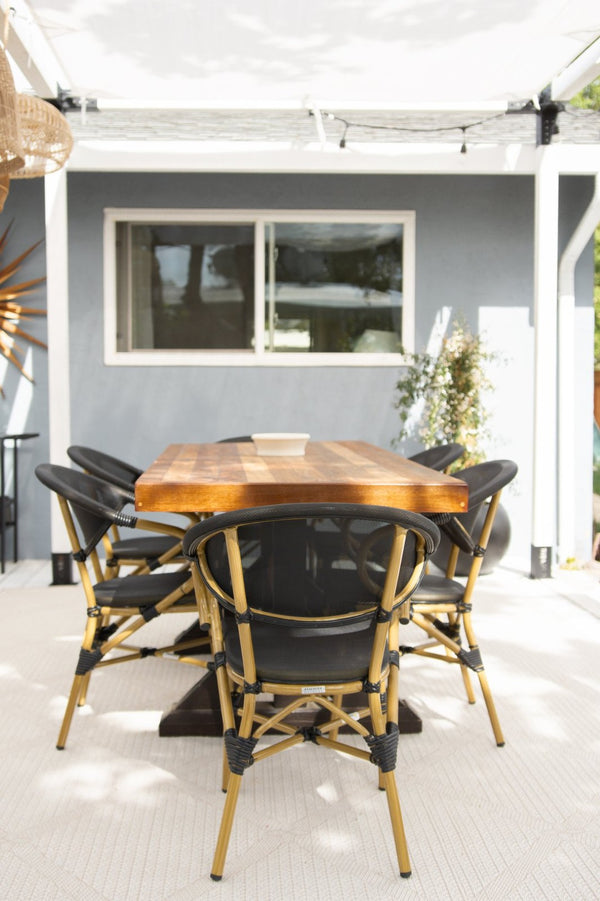 Safavieh BURKE Outdoor Arm Chair in Black - Elegant French Design, Weather-Resistant & Perfect for Patios PAT4015A-SET2
