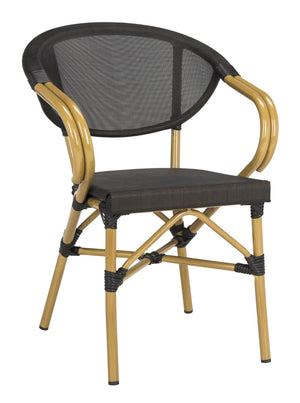 Safavieh BURKE Outdoor Arm Chair in Black - Elegant French Design, Weather-Resistant & Perfect for Patios PAT4015A-SET2
