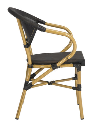 Safavieh BURKE Outdoor Arm Chair in Black - Elegant French Design, Weather-Resistant & Perfect for Patios PAT4015A-SET2