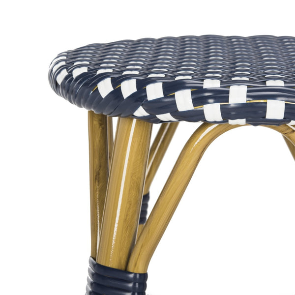 Safavieh KELSEY Barstool – Elegant French Café Style for Indoor/Outdoor Use, Durable Wicker Frame Design Navy / White PAT4018A