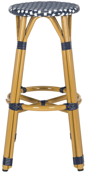 Safavieh KELSEY Barstool – Elegant French Café Style for Indoor/Outdoor Use, Durable Wicker Frame Design Navy / White PAT4018A