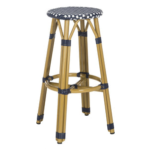 Safavieh KELSEY Barstool – Elegant French Café Style for Indoor/Outdoor Use, Durable Wicker Frame Design Navy / White PAT4018A
