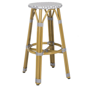 Safavieh KELSEY Barstool – Elegant French Café Style for Indoor/Outdoor Use, Durable Wicker Frame Design Grey / White PAT4018B