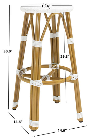 Safavieh KELSEY Barstool – Elegant French Café Style for Indoor/Outdoor Use, Durable Wicker Frame Design White PAT4018C