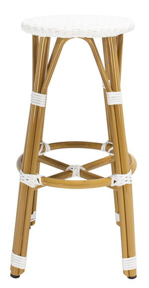 Safavieh KELSEY Barstool – Elegant French Café Style for Indoor/Outdoor Use, Durable Wicker Frame Design White PAT4018C