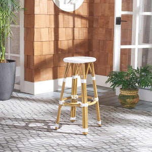 Safavieh KELSEY Barstool – Elegant French Café Style for Indoor/Outdoor Use, Durable Wicker Frame Design White PAT4018C