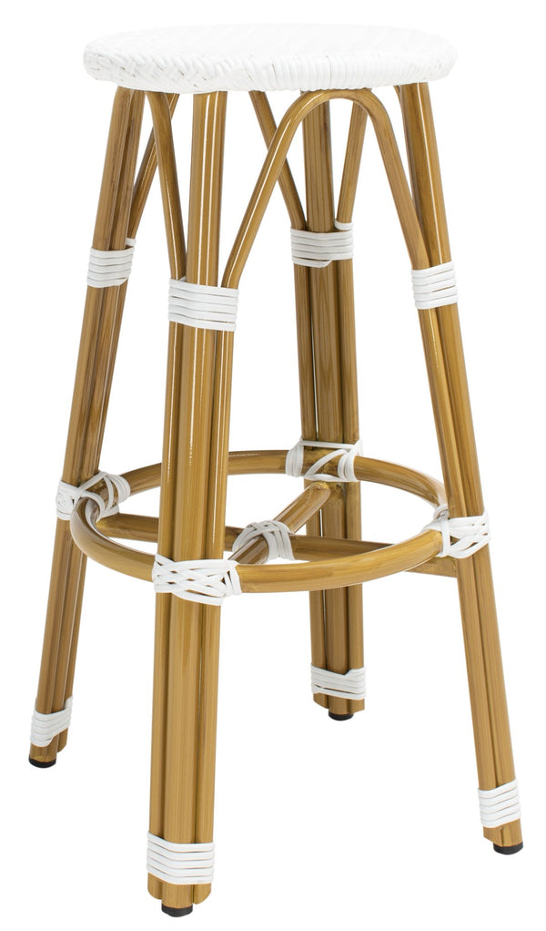Safavieh KELSEY Barstool – Elegant French Café Style for Indoor/Outdoor Use, Durable Wicker Frame Design White PAT4018C
