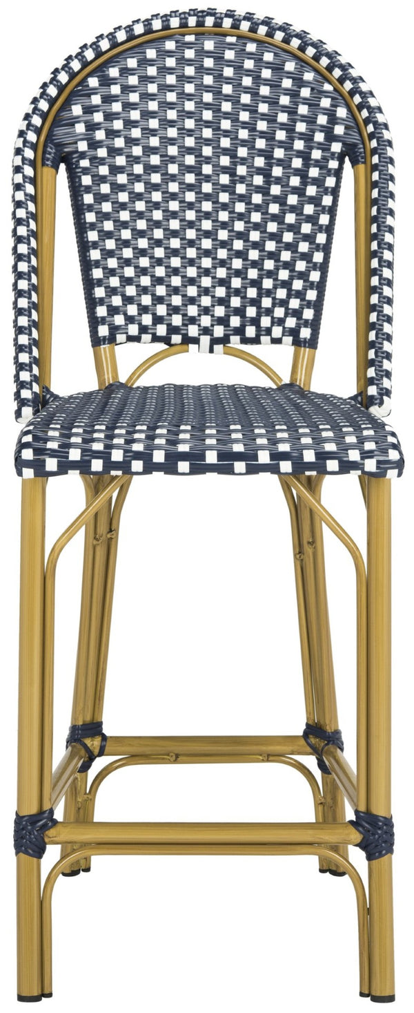 Safavieh GRESLEY Counter Stool - Elegant French Bistro Style for Indoor & Outdoor Dining Spaces, Durable Design Navy / White PAT4019A