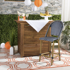 Safavieh GRESLEY Counter Stool - Elegant French Bistro Style for Indoor & Outdoor Dining Spaces, Durable Design Navy / White PAT4019A