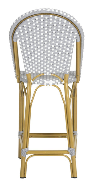 Safavieh GRESLEY Counter Stool - Elegant French Bistro Style for Indoor & Outdoor Dining Spaces, Durable Design Grey / White PAT4019B