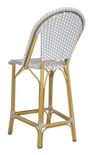 Safavieh GRESLEY Counter Stool - Elegant French Bistro Style for Indoor & Outdoor Dining Spaces, Durable Design Grey / White PAT4019B