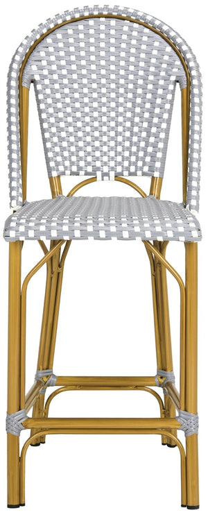 Safavieh GRESLEY Counter Stool - Elegant French Bistro Style for Indoor & Outdoor Dining Spaces, Durable Design Grey / White PAT4019B