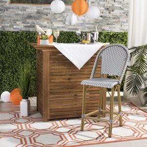 Safavieh GRESLEY Counter Stool - Elegant French Bistro Style for Indoor & Outdoor Dining Spaces, Durable Design Grey / White PAT4019B