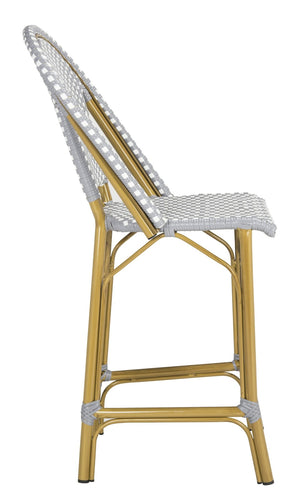 Safavieh GRESLEY Counter Stool - Elegant French Bistro Style for Indoor & Outdoor Dining Spaces, Durable Design Grey / White PAT4019B