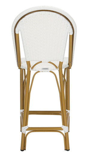 Safavieh GRESLEY Counter Stool - Elegant French Bistro Style for Indoor & Outdoor Dining Spaces, Durable Design White PAT4019C
