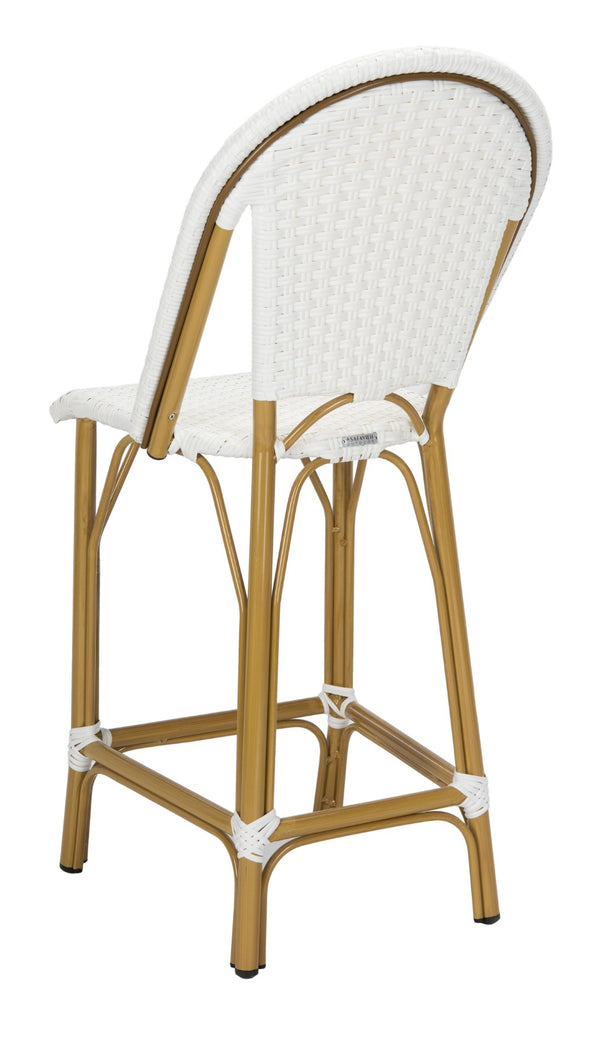 Safavieh GRESLEY Counter Stool - Elegant French Bistro Style for Indoor & Outdoor Dining Spaces, Durable Design White PAT4019C