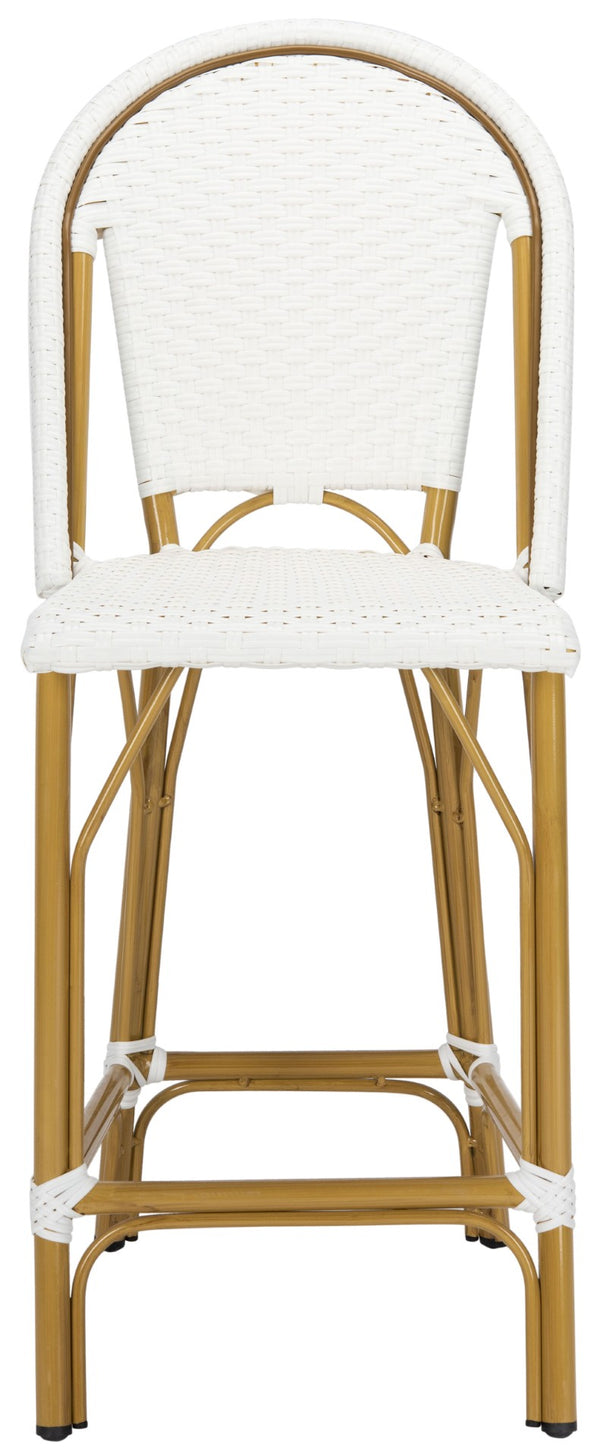 Safavieh GRESLEY Counter Stool - Elegant French Bistro Style for Indoor & Outdoor Dining Spaces, Durable Design White PAT4019C
