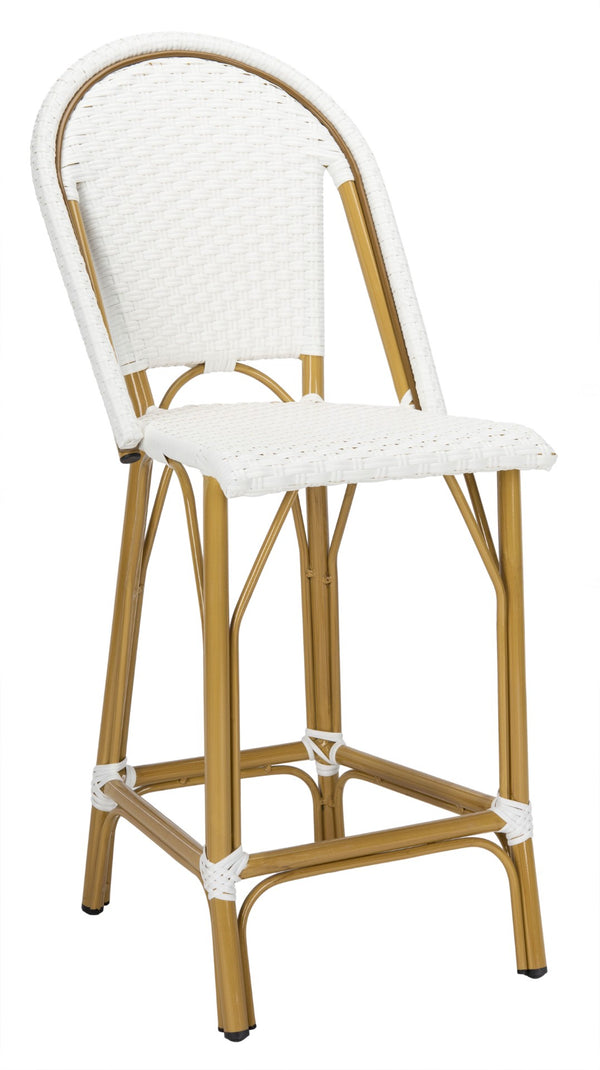 Safavieh GRESLEY Counter Stool - Elegant French Bistro Style for Indoor & Outdoor Dining Spaces, Durable Design White PAT4019C