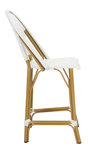 Safavieh GRESLEY Counter Stool - Elegant French Bistro Style for Indoor & Outdoor Dining Spaces, Durable Design White PAT4019C