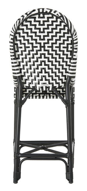 Safavieh SHEA Glamorous Black and White Counter Stool - Stylish Indoor/Outdoor Seating with Durability PAT4020A