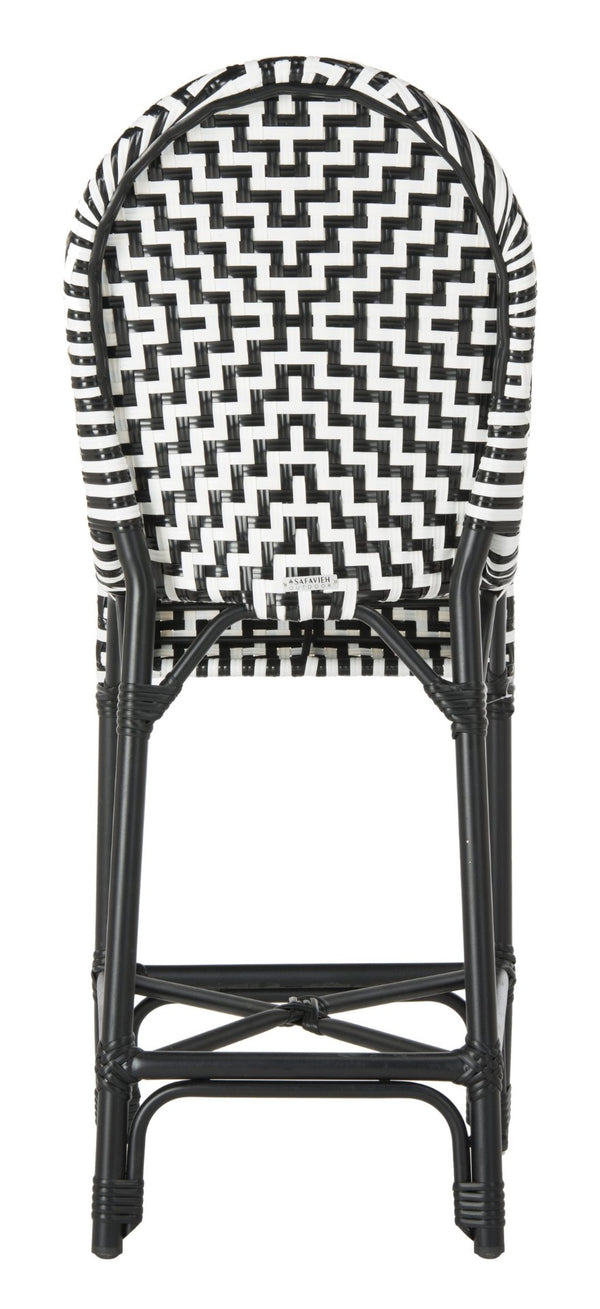 Safavieh SHEA Glamorous Black and White Counter Stool - Stylish Indoor/Outdoor Seating with Durability PAT4020A